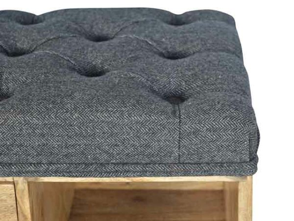 Wooden 6 Slot Black Tweed Shoe Storage Bench Cushion Top