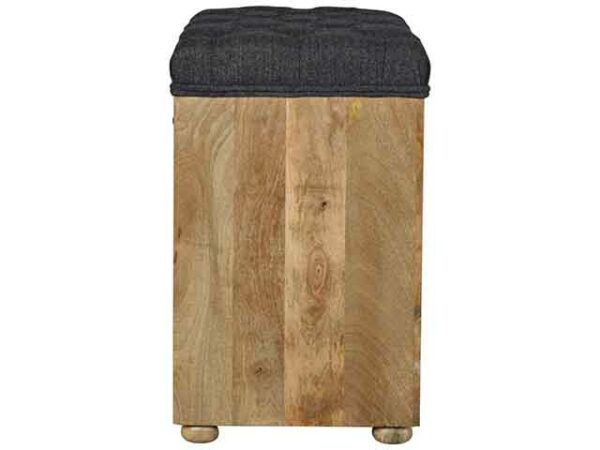 Wooden 6 Slot Black Tweed Shoe Storage Bench Side View