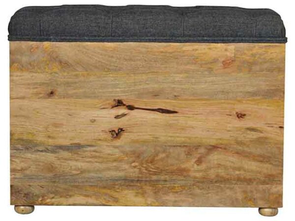 Wooden 6 Slot Black Tweed Shoe Storage Bench Rear View