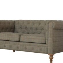Multi Tweed Two Seater Chesterfield Sofa