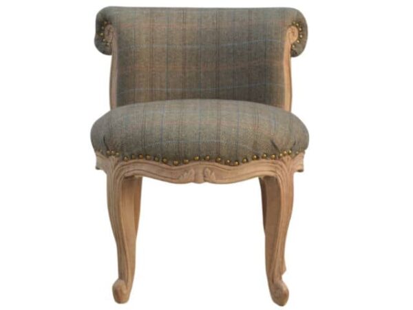 Upholstered Multi Tweed Petite French Chair