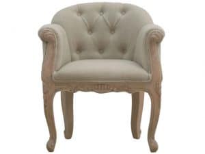 Mud Linen French Carved Accent Chair