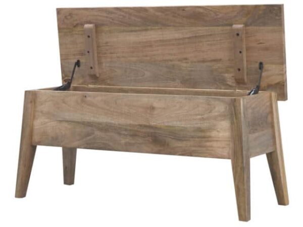 Solid Wood Nordic Lid Up Indoor Storage Bench Lid Open