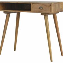 solid wood Nordic Style Writing Desk with an open slot and 2 drawers