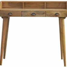 Solid Wood Nordic 3 Drawers Writing Desk & Gallery Back