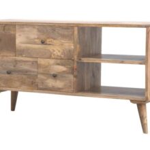 Solid Wood TV Stand with 4 Drawers