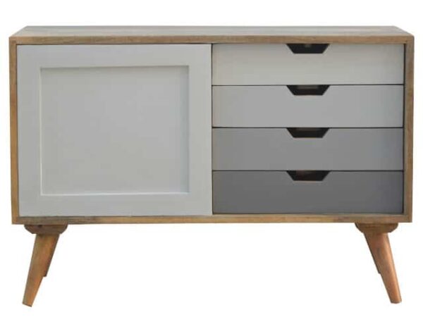 Nordic Hand-Painted Cabinet with 4 Drawers and Sliding Door Cabinet