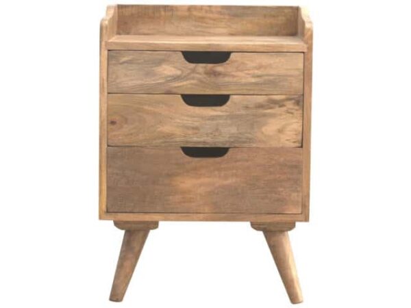 Solid Wood 3 Cut Out Drawers Nordic Bedside Table