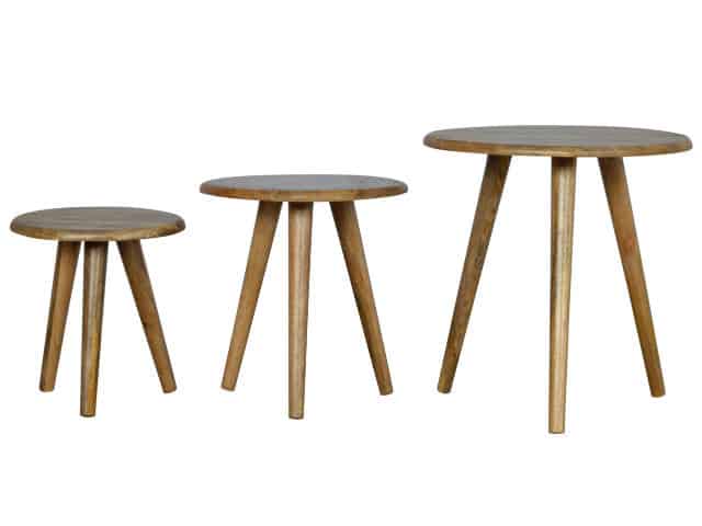 Scandinavian Solid Wood Nesting Tables Set of 3