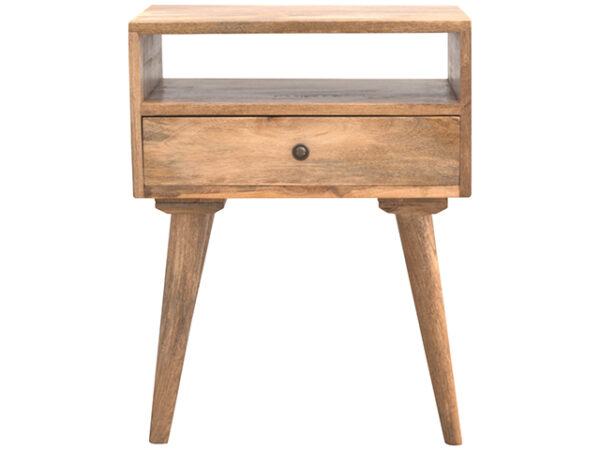 Nordic Solid Wooden Bedside Table with Open Slot and 1 Drawer