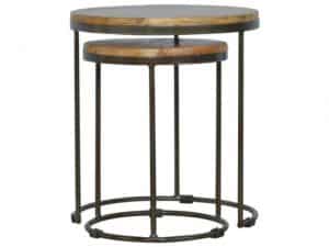 Industrial Style Round Nesting Stools Set of 2