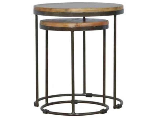 Industrial Style Round Nesting Stools Set of 2