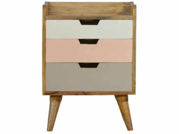 Nordic Style Hand Painted Pink 3 Drawer Bedside Table