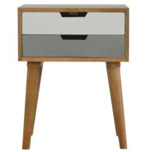 2 Drawer Hand Painted Grey Bedside Table