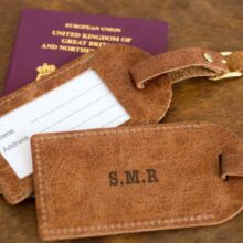 Tan Initial Personalised Leather Luggage Tags