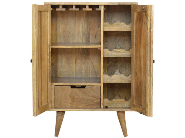 Solid Wood Wine Utility Storage Cabinet Open Doors