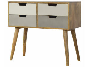 4 Drawer Nordic Style Grey Hand-painted Console Table Angled Left