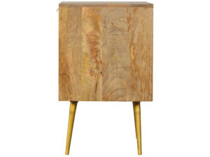 1 Drawer Nordic Style Sleek Cement Bedside Table with Brass Inlay Side View