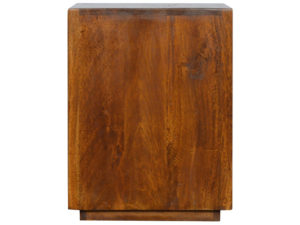 Chestnut Bedside Table with Gold Bar Drawer Pull Side