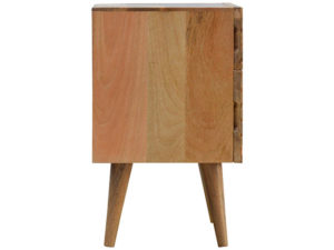 Wooden Line Carved Bedside Cabinet with 2 Drawers Side View