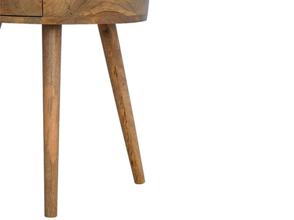 Nordic Circular Wooden Bedside Table Leg View