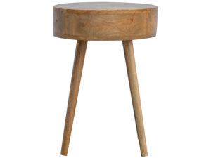 Nordic Circular Wooden Bedside Table Rear View
