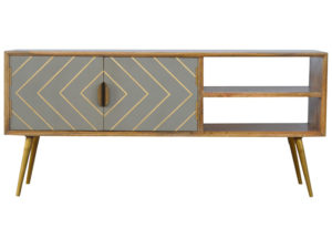 Nordic Style Cement Brass Inlay Media Unit
