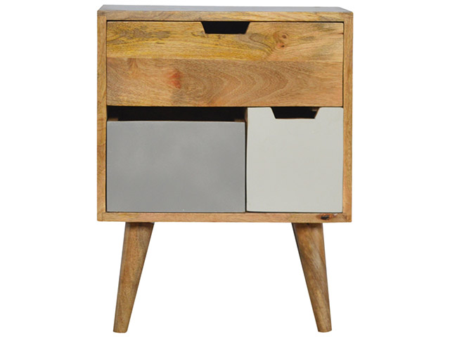 Nordic Style 3 Grey and White Painted Removable Drawers Bedside Cabinet