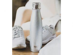Built NY Stainless Steel Silver Glitter Water Bottle 500ml Gym Lifestyle