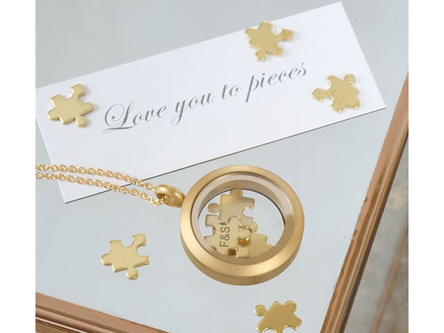 Love You To Pieces Jigsaw Gold Necklace