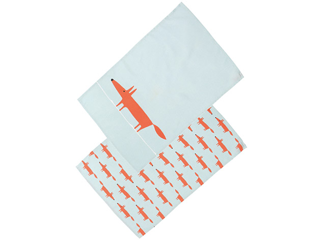 Scion Mr Fox Tea Towels Blue Set of 2