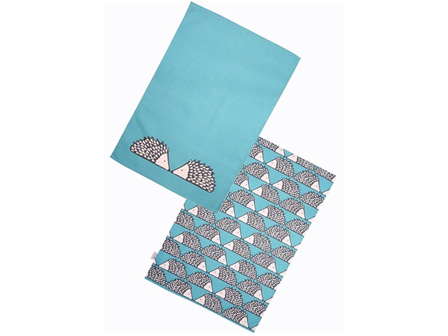 Scion Spike Hedgehog Aqua Tea Towels Set of 2