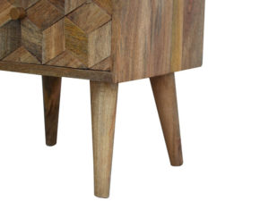 Cube Carved Bedside Table Close Legs