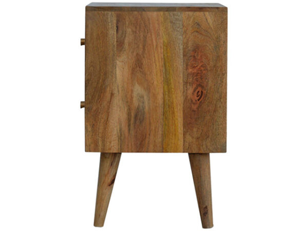 Cube Carved Bedside Table with 2 Drawers Side View