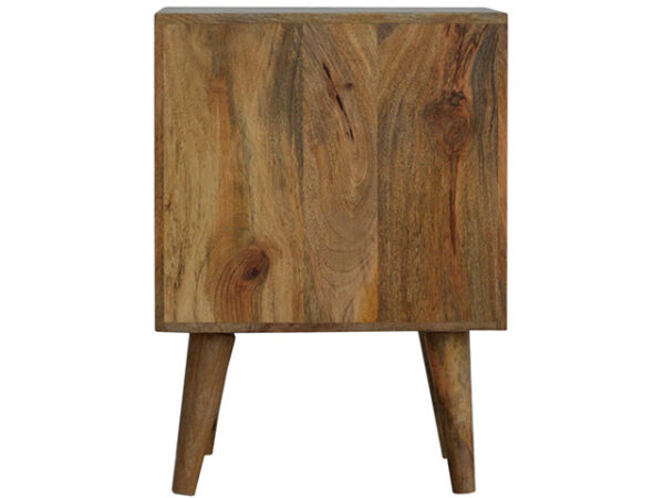 Cube Carved Bedside Table with 2 Drawers Rear View