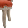 Brick Red Velvet Studded Chair Leg View