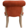 Brick Red Velvet Studded Chair Rear View