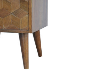 Chestnut Cube Carved Bedside Table Leg View