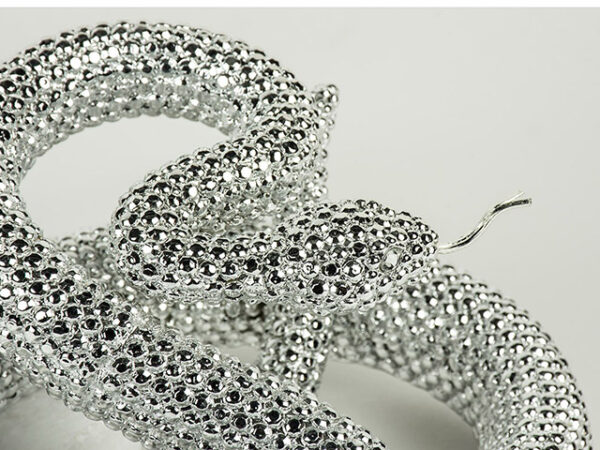 Silver Coiled Rattlesnake Figurine Close Up