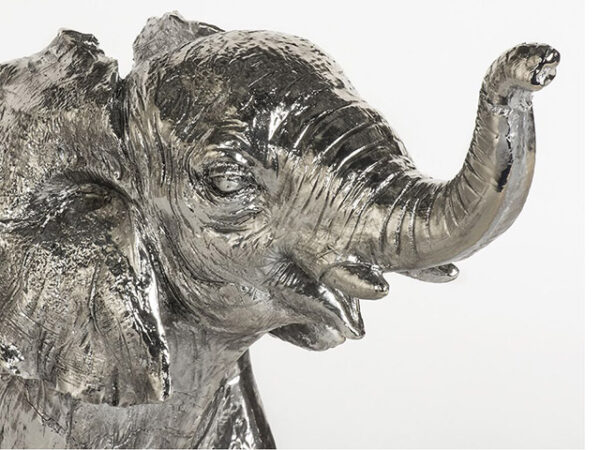 Large Silver Elephant Figurine Close