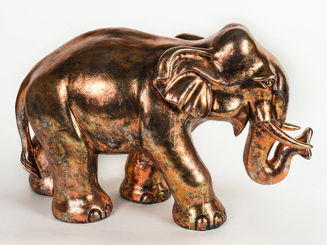 Small Copper Brushed Elephant Figurine