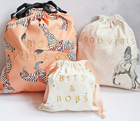 Yvonne Ellen Zebra Elephant Cotton Bags Set of 3 Filled