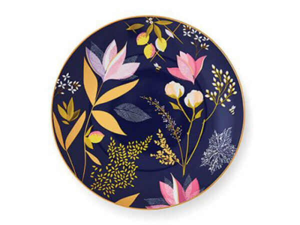 Sara Miller Orchard Collection Cake Plates Set of 4 Navy Plate