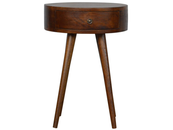 Nordic Chestnut Circular Shaped Bedside Table