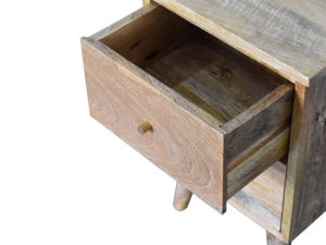 Nordic Oak Finish Bedside Table Drawer Open