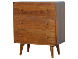 Curved Chestnut Chest of Drawers Angled Left