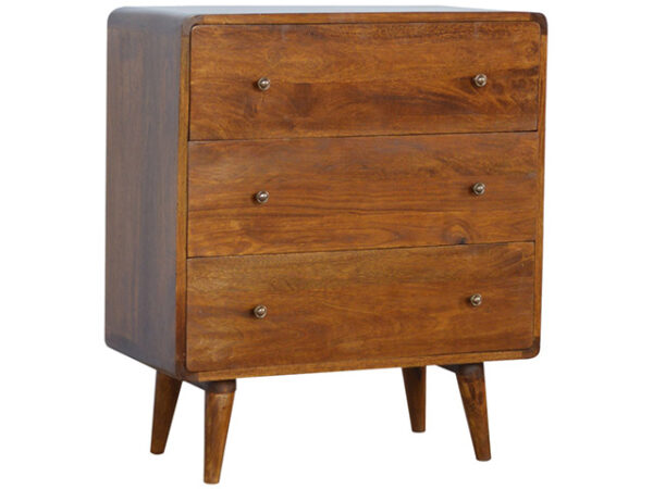 Curved Chestnut Chest of Drawers Angled Right