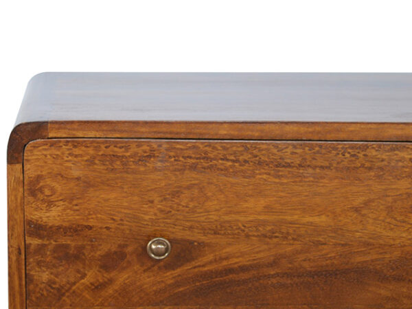 Curved Chestnut Chest of Drawers Close