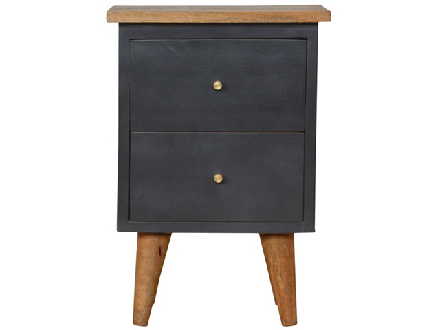 Hand Painted Charcoal Wooden Bedside Table