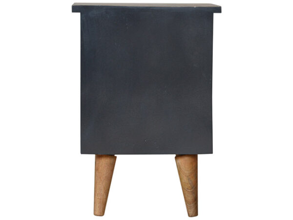 Hand Painted Charcoal Wooden Bedside Table Back